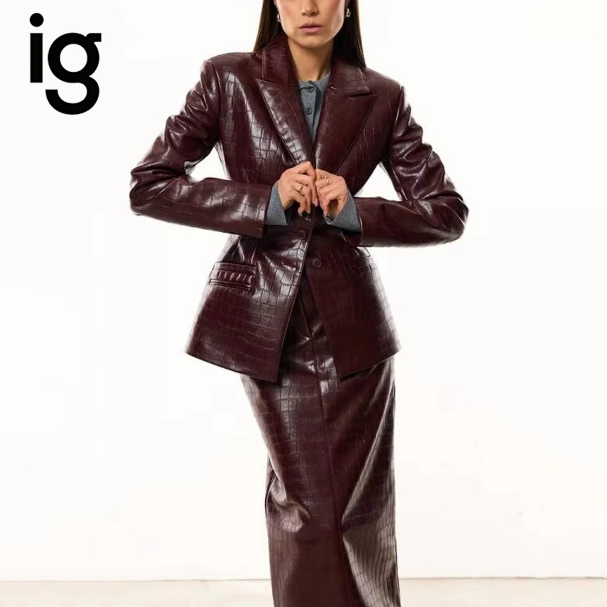 IG Women Burgundy Croc Faux Le - Fly Line ulasan dan harga